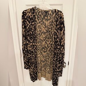 Halogen Leopard Print Open Cardigan